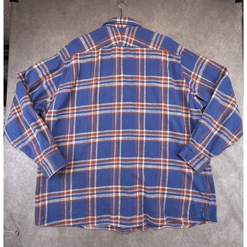 Proper Cloth Mens Flannel Shirt 2XL Relaxed Cotton Plaid Blue Red Workwear - Picture 6 of 10